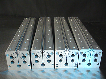 Wire EDM machining stainless steel monobloks for gas delivery injection semiconductor